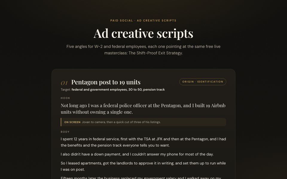 Ad creative scripts preview